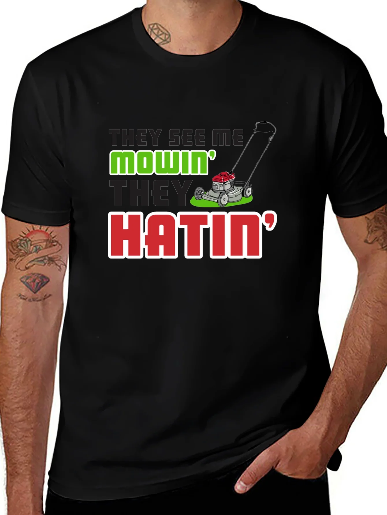 They See Me Mowin Mens Black T-Shirt