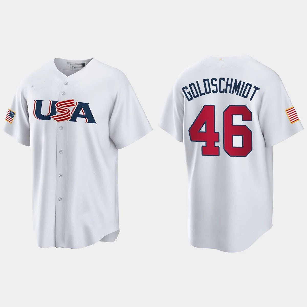 #46 PAUL GOLDSCHMIDT ST. LOUIS CARDINALS 2023 WORLD BASEBALL CLASSIC USA REPLICA JERSEY C WHITE Stitches Baseball Jerseys