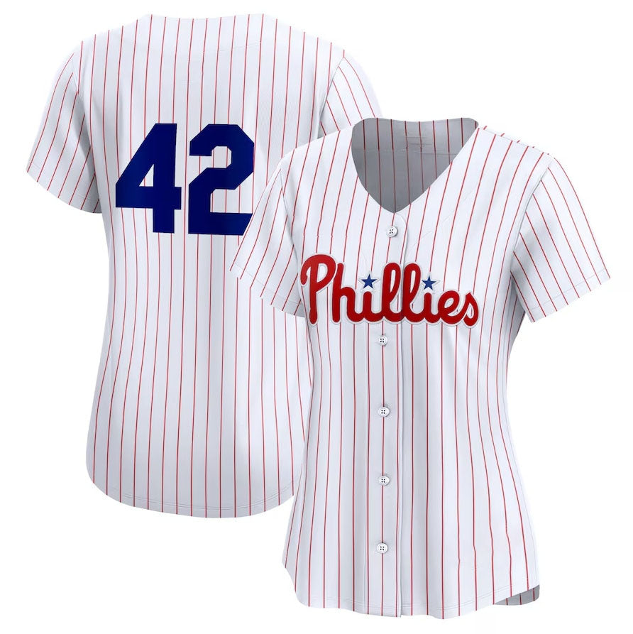 Philadelphia Phillies 2024 #42 Jackie Robinson Day Home Limited Jersey C White Stitches Baseball Jerseys