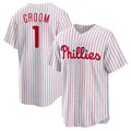 Philadelphia Phillies #1 Groom Home Replica Jersey - White Stitched Baseball Jersey