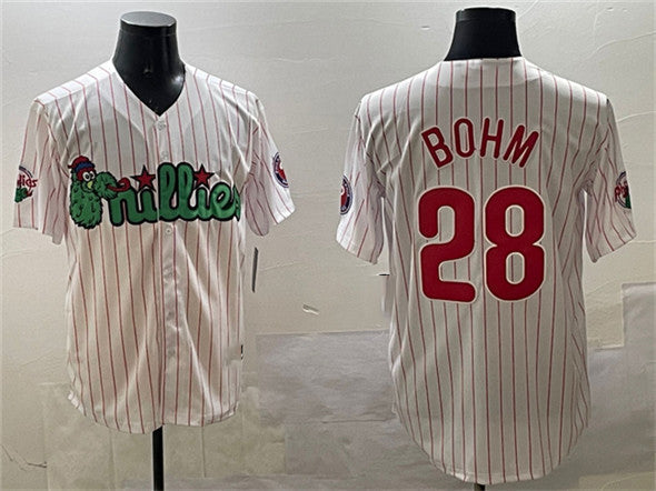 Philadelphia Phillies #28 Alec Bohm White Phanatic Cool Base Stitched Baseball Jerseys