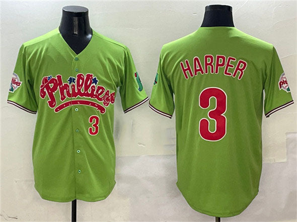 Philadelphia Phillies #3 Bryce Harper Light Green Phanatic Limited Stitched Baseball Jersey