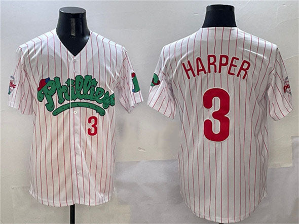 Philadelphia Phillies #3 Bryce Harper White Phanatic Limited Stitched Baseball Jersey