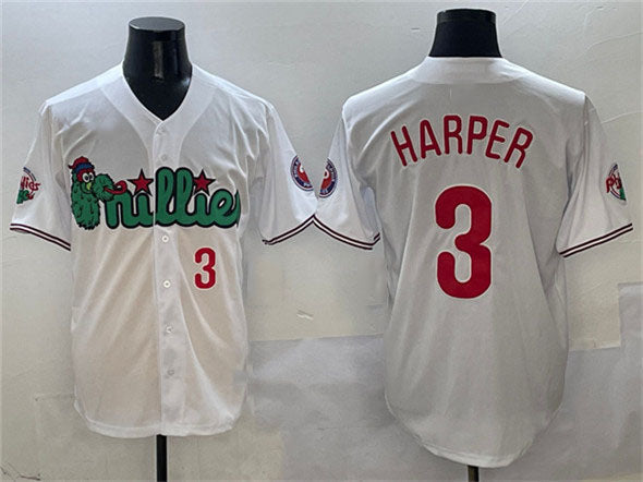 Philadelphia Phillies #3 Bryce Harper White Phanatic Limited Stitched Baseball Jersey