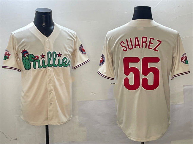 Philadelphia Phillies #55 Ranger Surez Cream Phanatic Limited Stitched Baseball Jersey