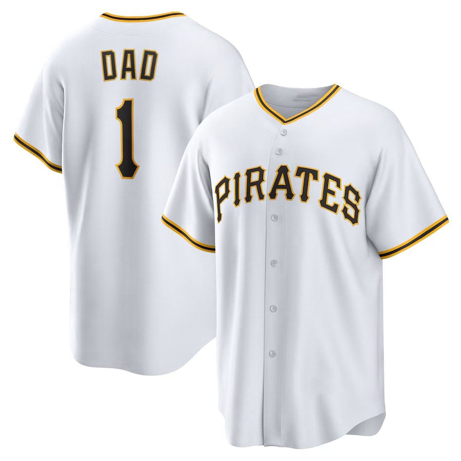 Pittsburgh Pirates #1 Dad Home Replica Jersey - White Stitched Baseball Jersey