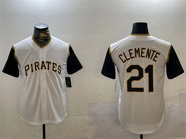 Pittsburgh Pirates #21 Roberto Clemente White Cool Base Stitched Baseball Jerseys