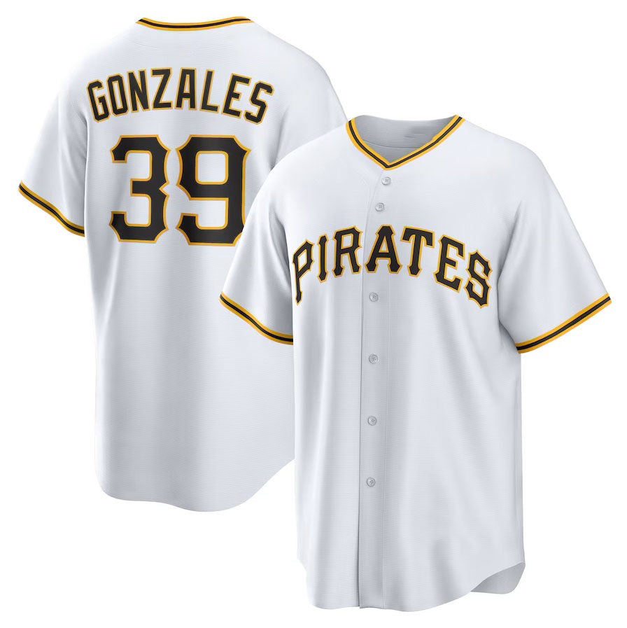 Pittsburgh Pirates #39 Nick Gonzales Home Replica Jersey - White Stitched Baseball Jersey