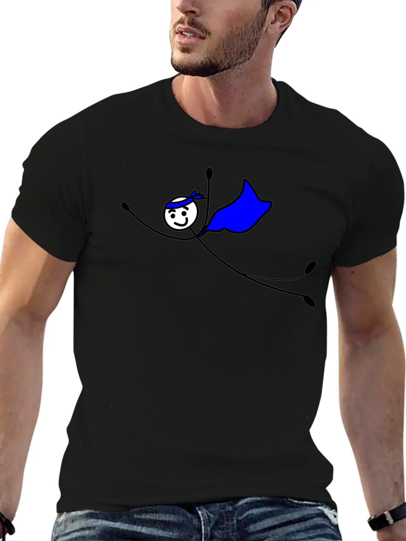 Superhero Stick Figure Graphic T-Shirt