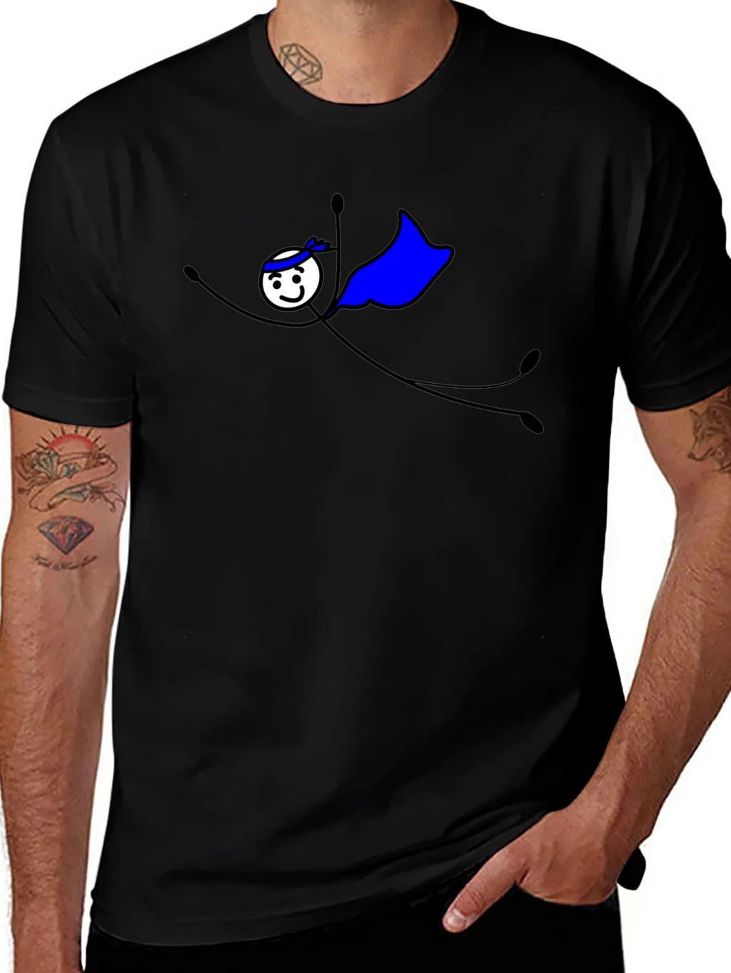 Superhero Stick Figure Graphic T-Shirt