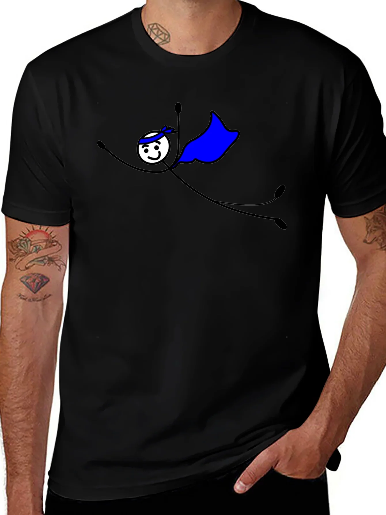 Superhero Stick Figure Graphic T-Shirt