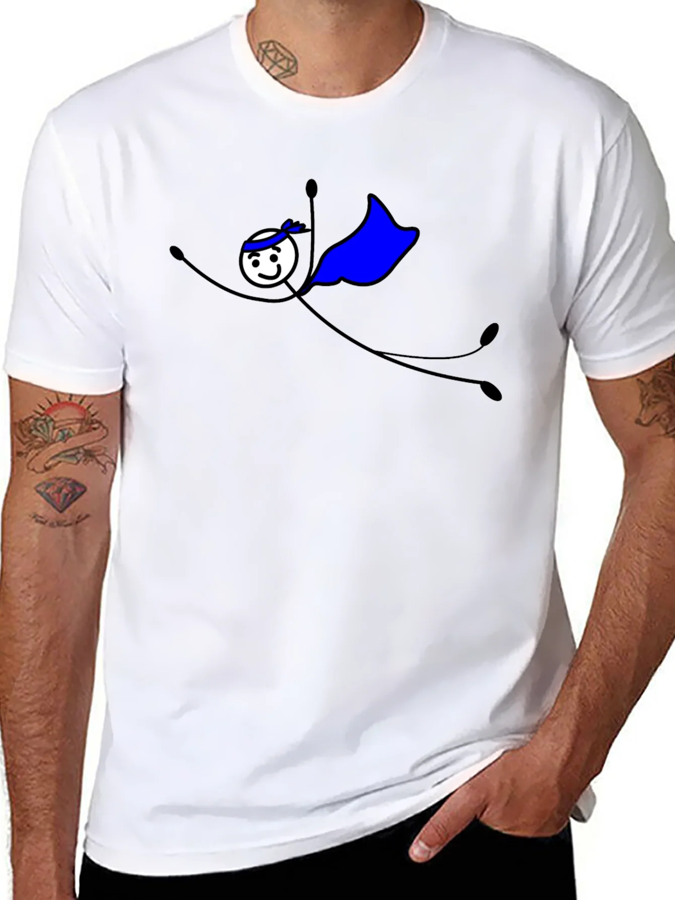 Superhero Stick Figure Graphic T-Shirt