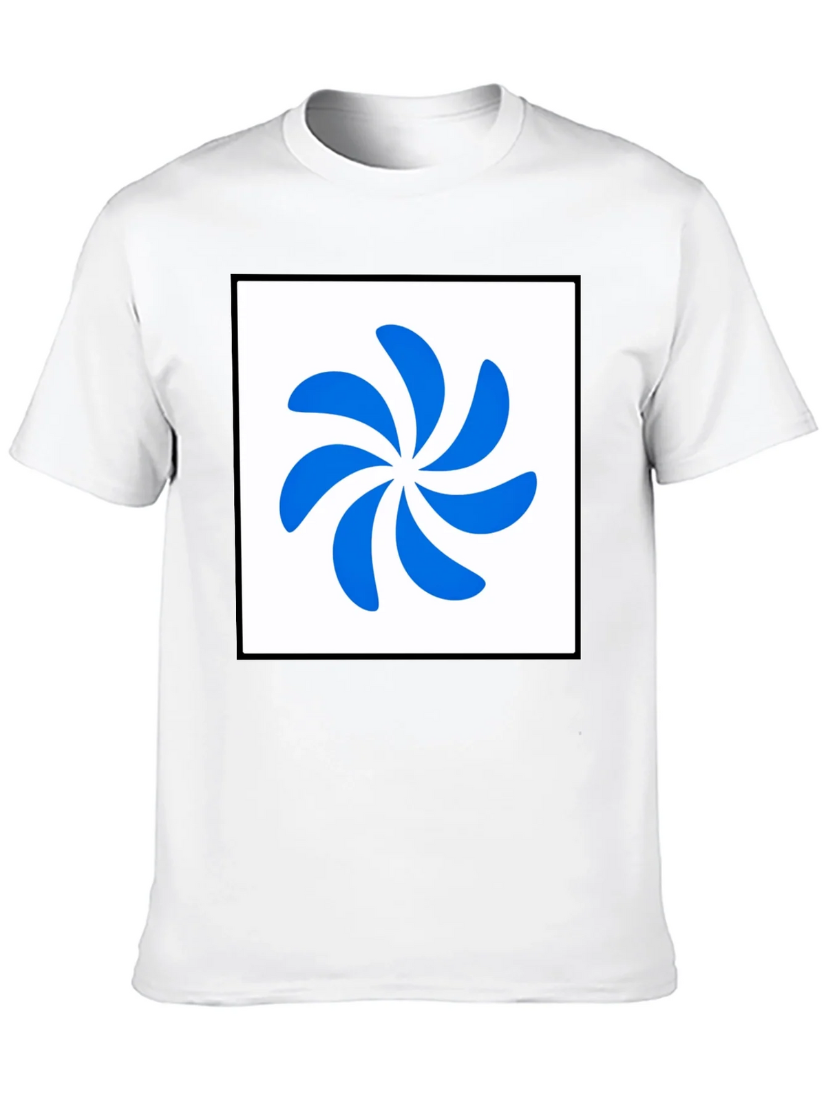 Stylish Black T-Shirt with Abstract Blue Swirl Design