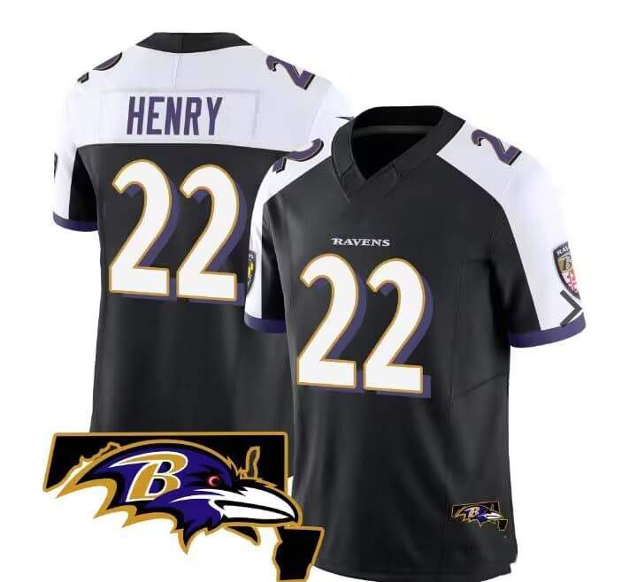 B.Ravens #22 Derrick Henry Black Maryland Patch Vapor Limited Jersey ?All Stitched American Football Jerseys