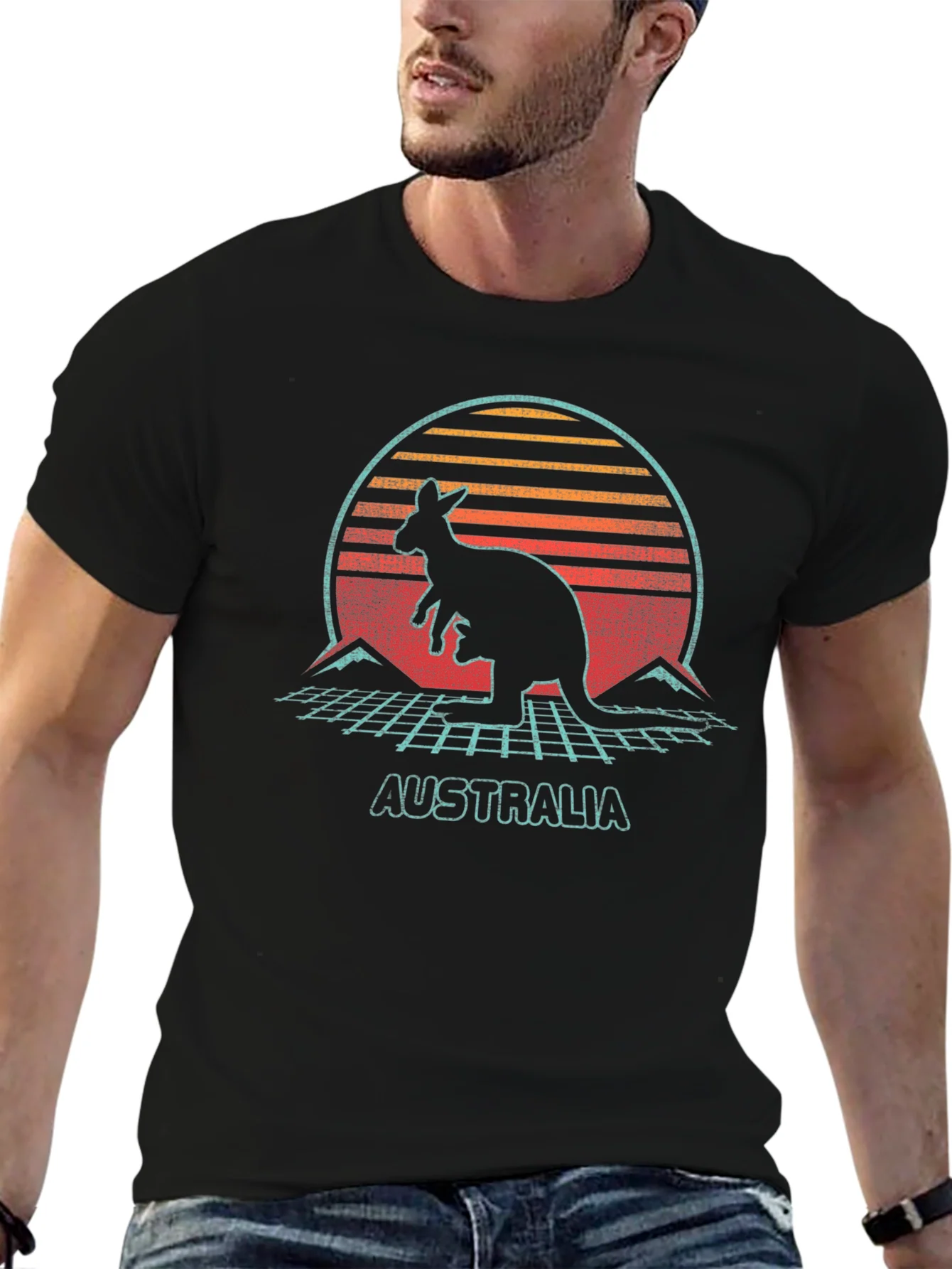 Retro Australia Kangaroo Graphic T-Shirt