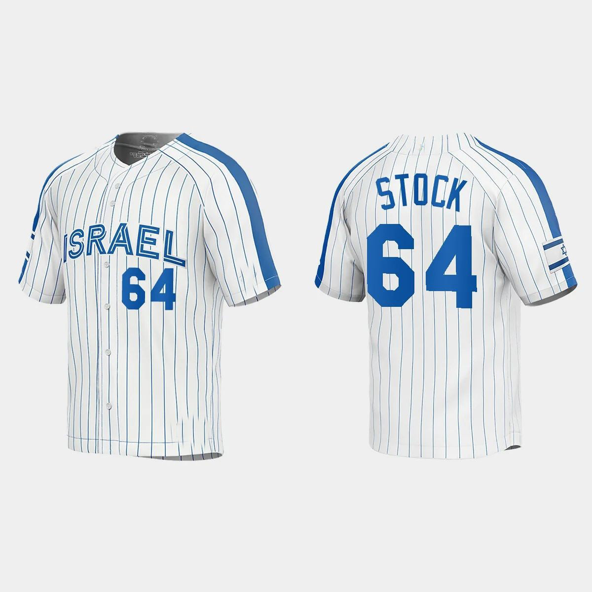 #64 ROBERT STOCK ISRAEL BASEBALL 2023 WORLD BASEBALL CLASSIC JERSEY C WHITE Stitches Baseball Jerseys