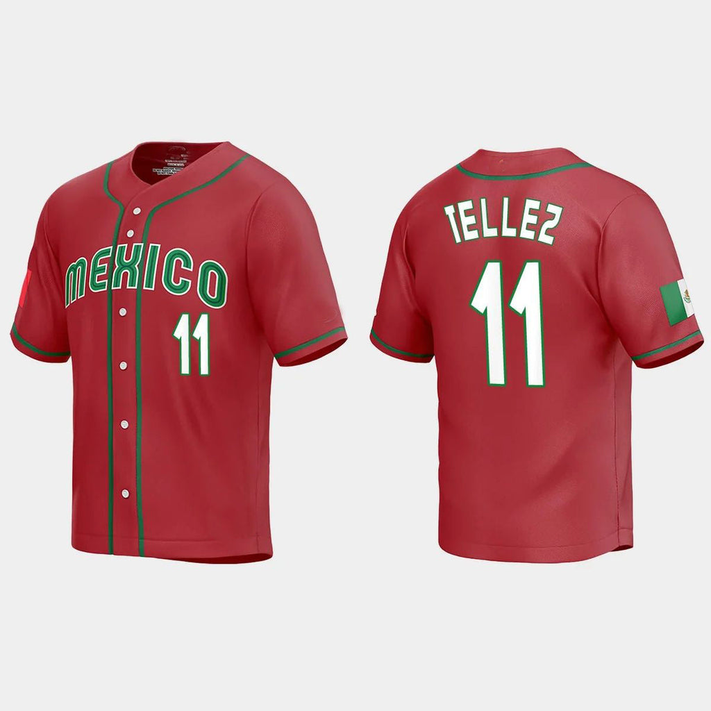 #11 ROWDY TELLEZ MEXICO BASEBALL 2023 WORLD BASEBALL CLASSIC REPLICA JERSEY C RED Stitches Baseball Jerseys