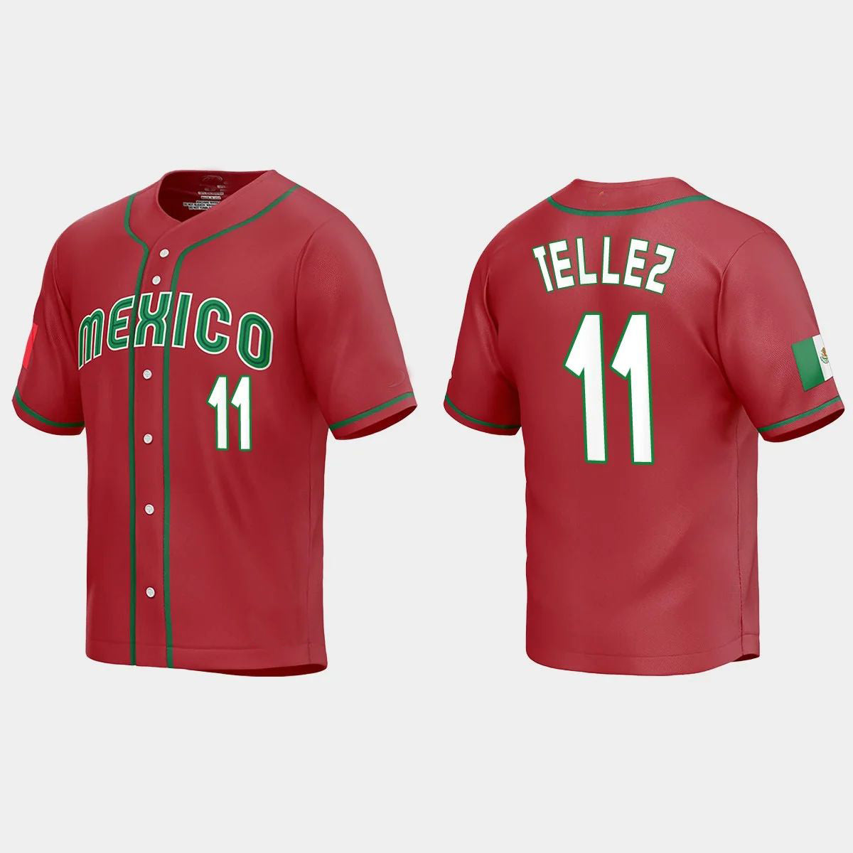 #11 ROWDY TELLEZ MEXICO BASEBALL 2023 WORLD BASEBALL CLASSIC REPLICA JERSEY C RED Stitches Baseball Jerseys