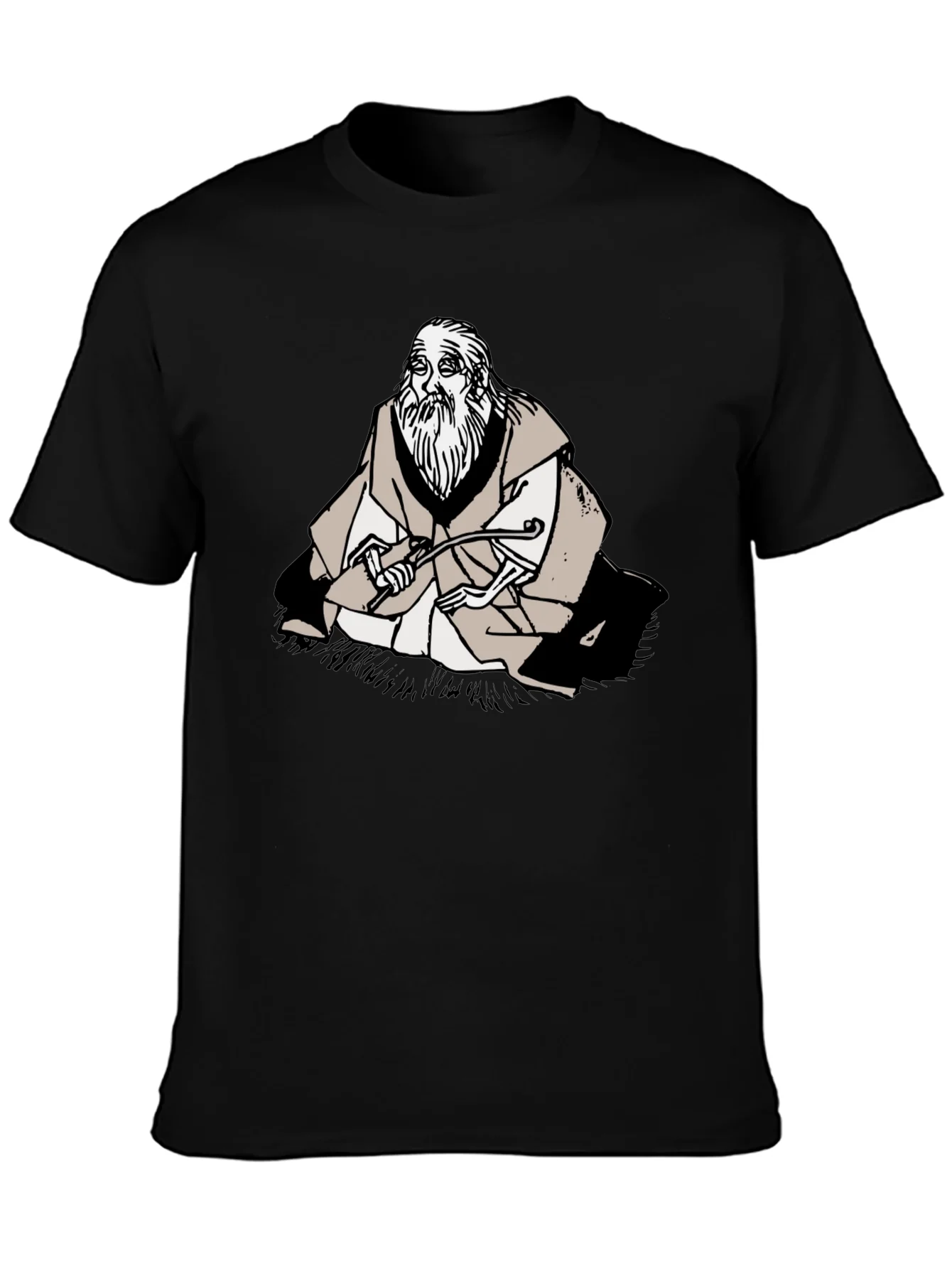 Wise Old Man Graphic Tee - Unique Black T-Shirt