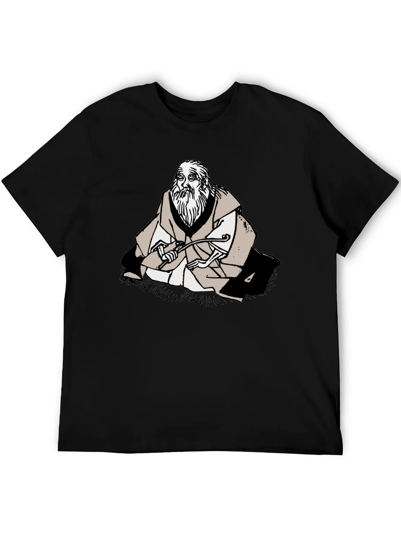 Wise Old Man Graphic Tee - Unique Black T-Shirt