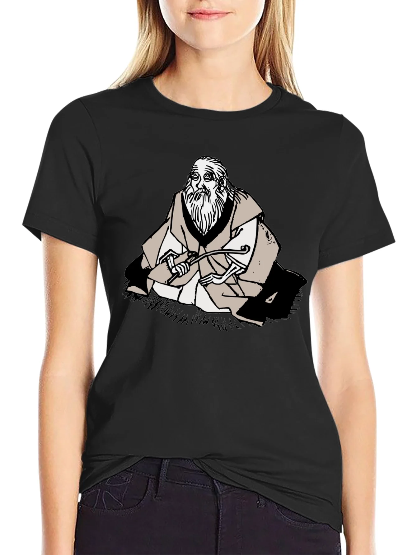 Wise Old Man Graphic Tee - Unique Black T-Shirt