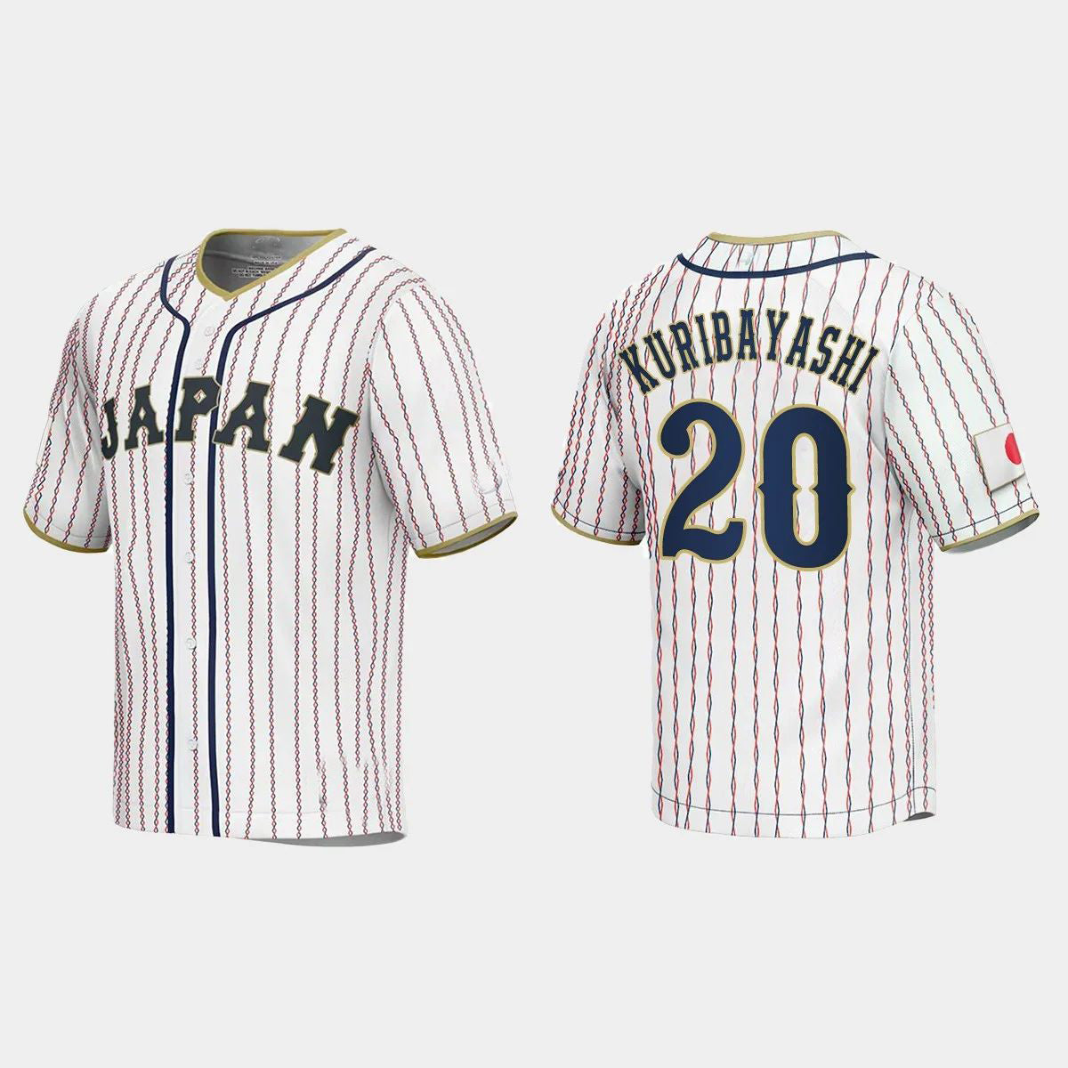 #20 RYOJI KURIBAYASHI JAPAN BASEBALL 2023 WORLD BASEBALL CLASSIC JERSEY C WHITE Stitches Baseball Jerseys