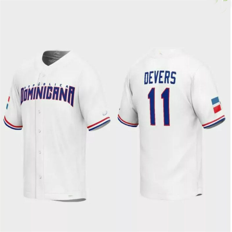 #11 Rafael Devers Dominican Republic Baseball 2023 World Baseball Classic Replica Jersey C White Stitches Baseball Jerseys