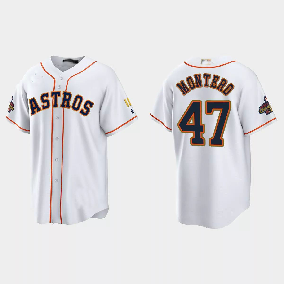 #47 Rafael Montero Houston Astros 2023 Gold Program Jersey C White Stitches Baseball Jerseys