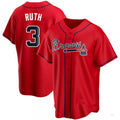 Atlanta Braves #3 Babe Ruth Red Alternate Jersey Stitches Baseball Jerseys