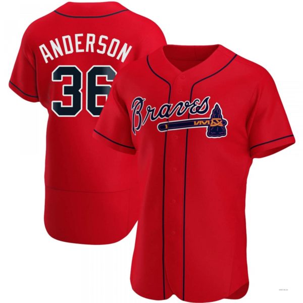 Atlanta Braves #36 Ian Anderson Red Alternate Jersey Stitches Baseball Jerseys