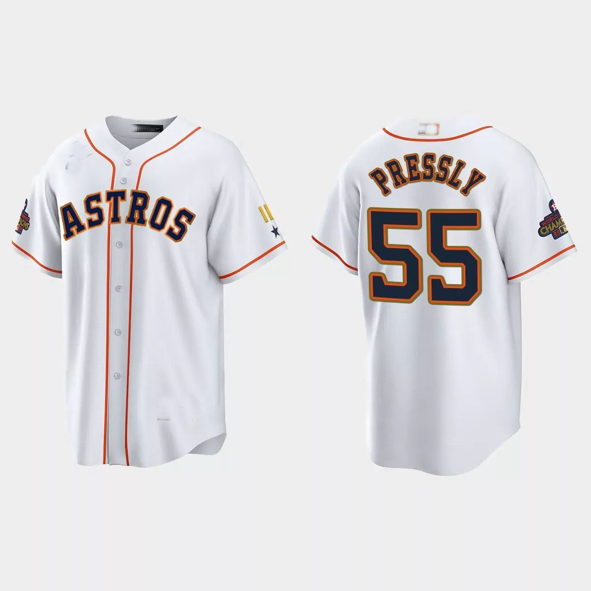 #55 Ryan Pressly Houston Astros 2023 Gold Program Jersey C White Stitches Baseball Jerseys