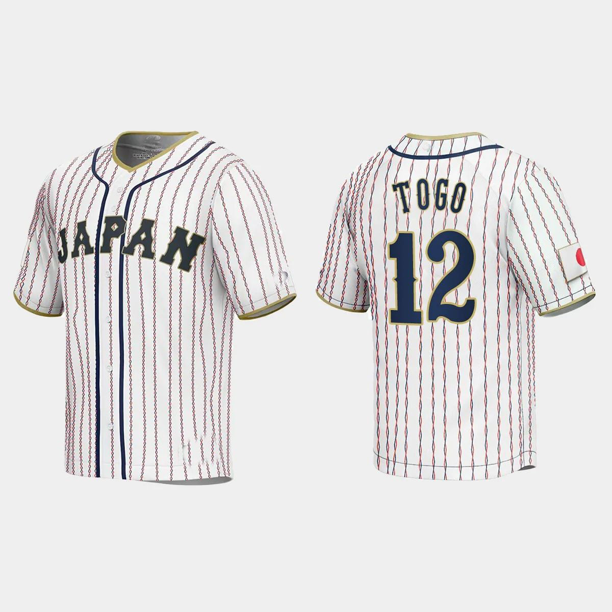 #12 SHOSEI TOGO JAPAN BASEBALL 2023 WORLD BASEBALL CLASSIC JERSEY C WHITE Stitches Baseball Jerseys
