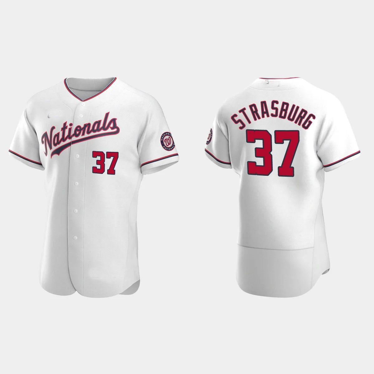 #37 STEPHEN STRASBURG WASHINGTON NATIONALS AUTHENTIC ALTERNATE JERSEY C WHITE Baseball Jerseys