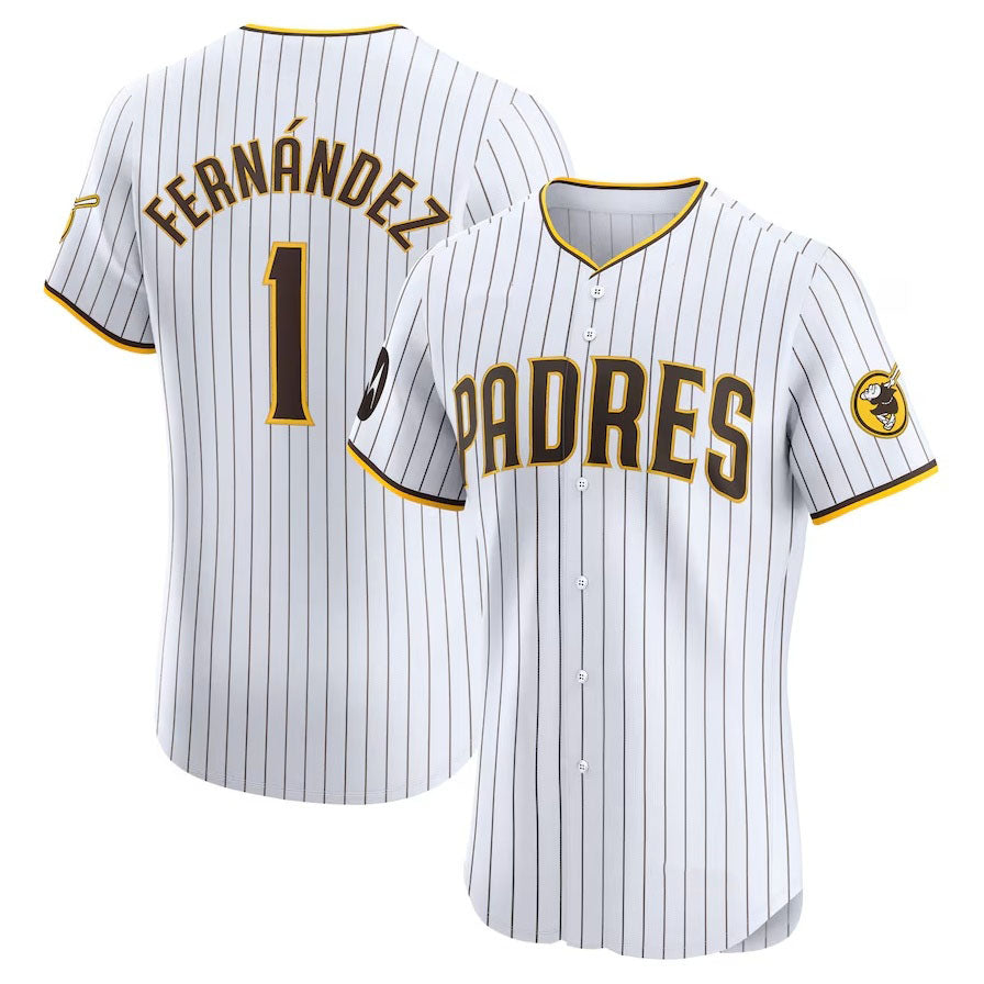 San Diego Padres #1 Tony Fernndez Home Elite Sponsor Patch Player Jersey - White Stitched Baseball Jersey