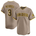 San Diego Padres #3 Jackson Merrill Tan 2024 Alternate Limited Stitched Baseball Jersey