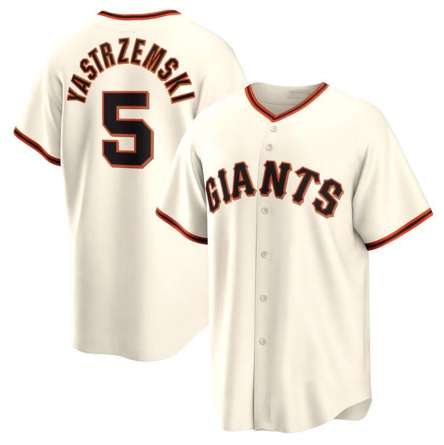 San Francisco Giants #5 Yastrzemski Home Replica Player Jersey - Cream Stitched Baseball Jersey