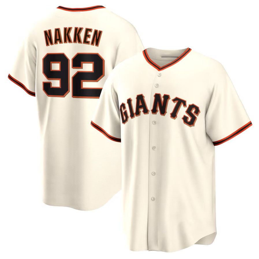 San Francisco Giants #92 Alyssa Nakken Home Replica Player Jersey - Cream Stitched Baseball Jersey