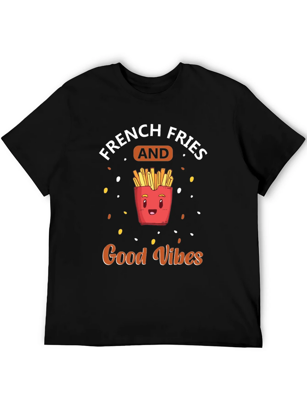 French Fries & Good Vibes Black T-Shirt