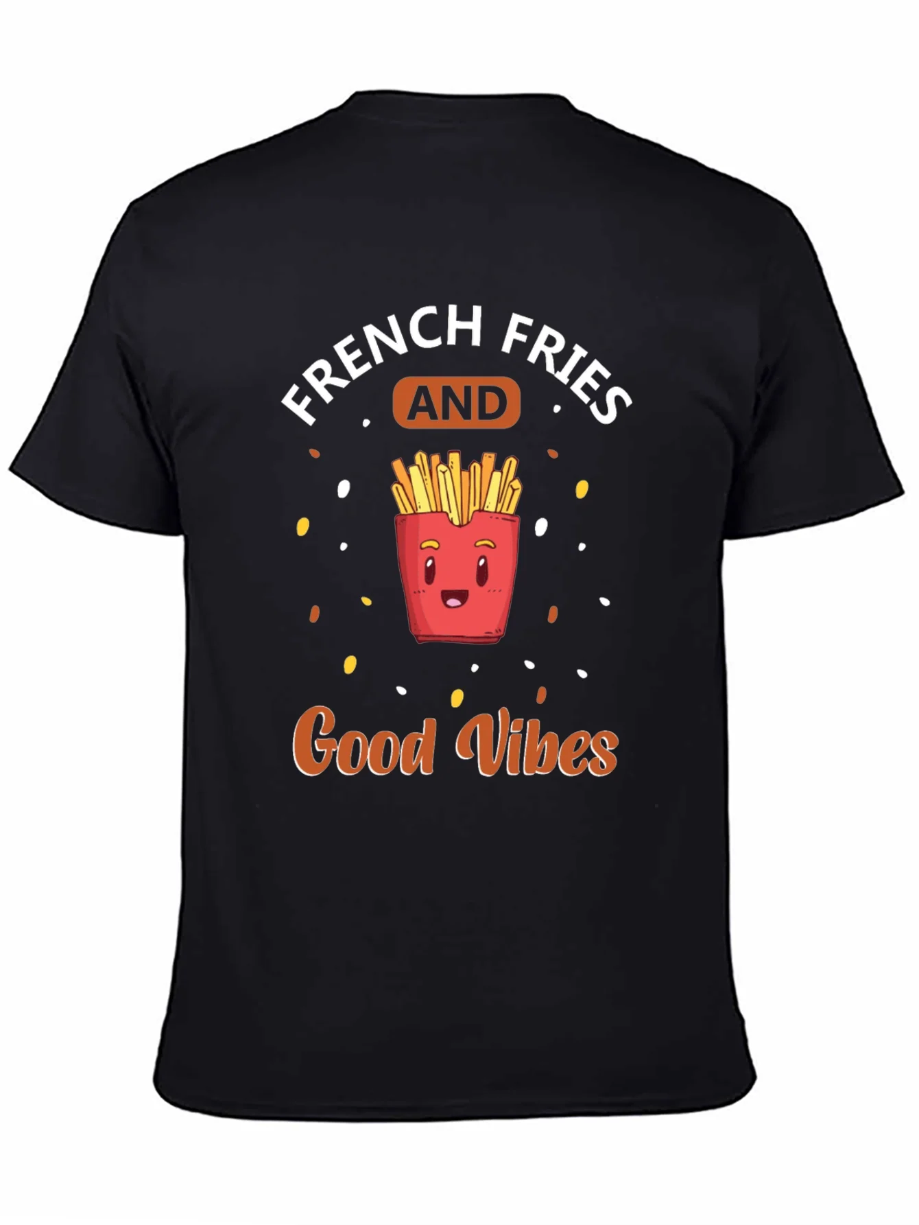 French Fries & Good Vibes Black T-Shirt