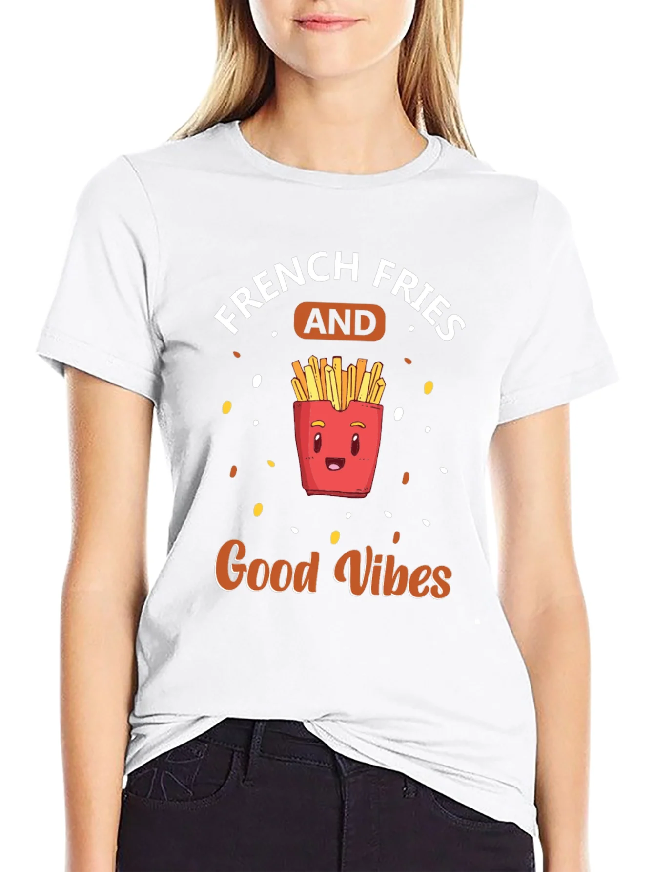 French Fries & Good Vibes Black T-Shirt