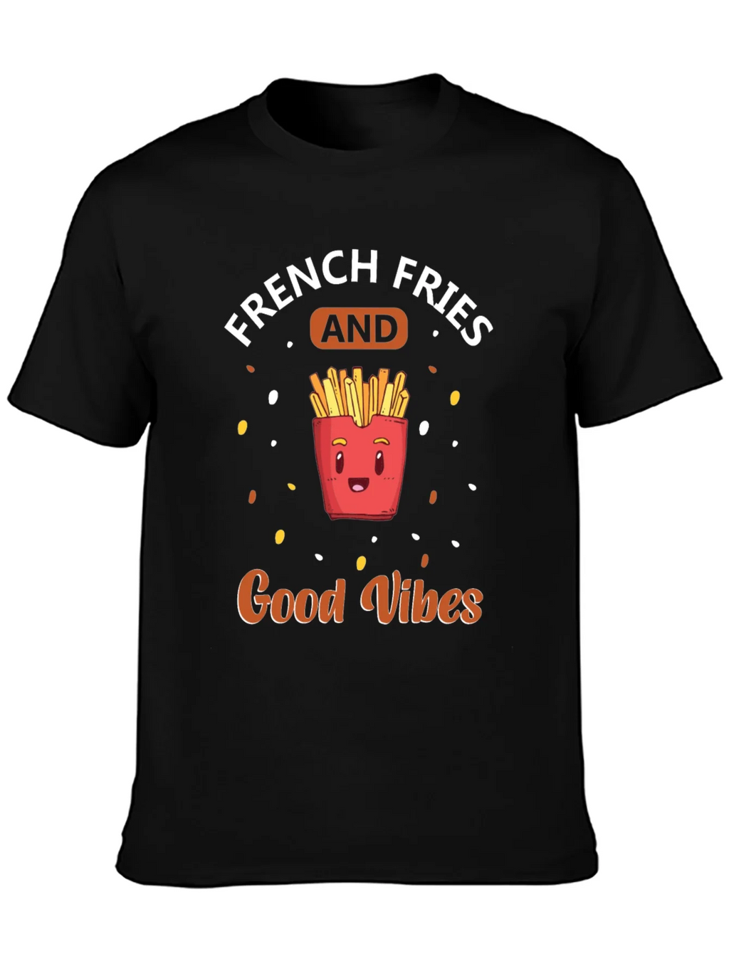 French Fries & Good Vibes Black T-Shirt