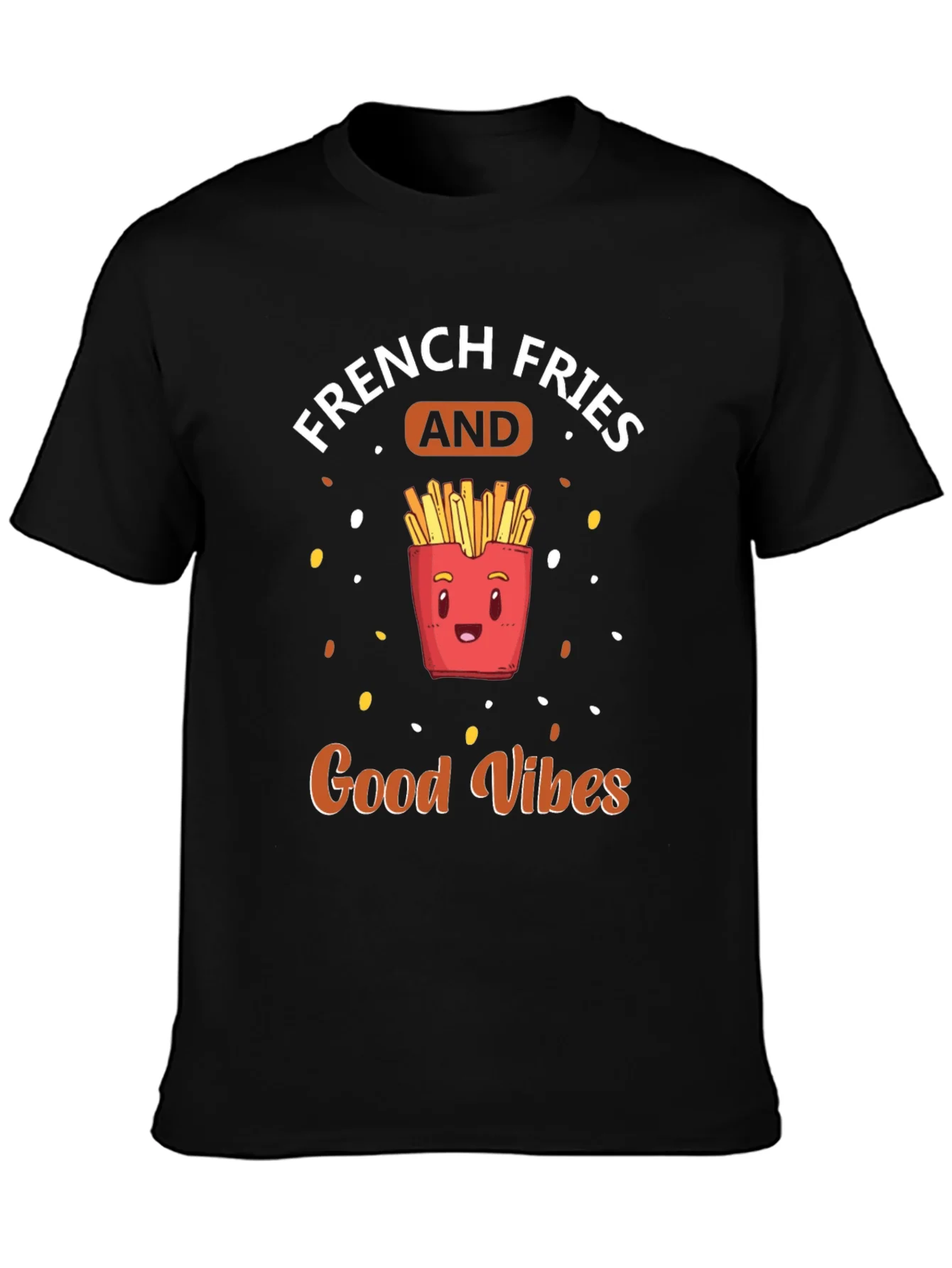 French Fries & Good Vibes Black T-Shirt