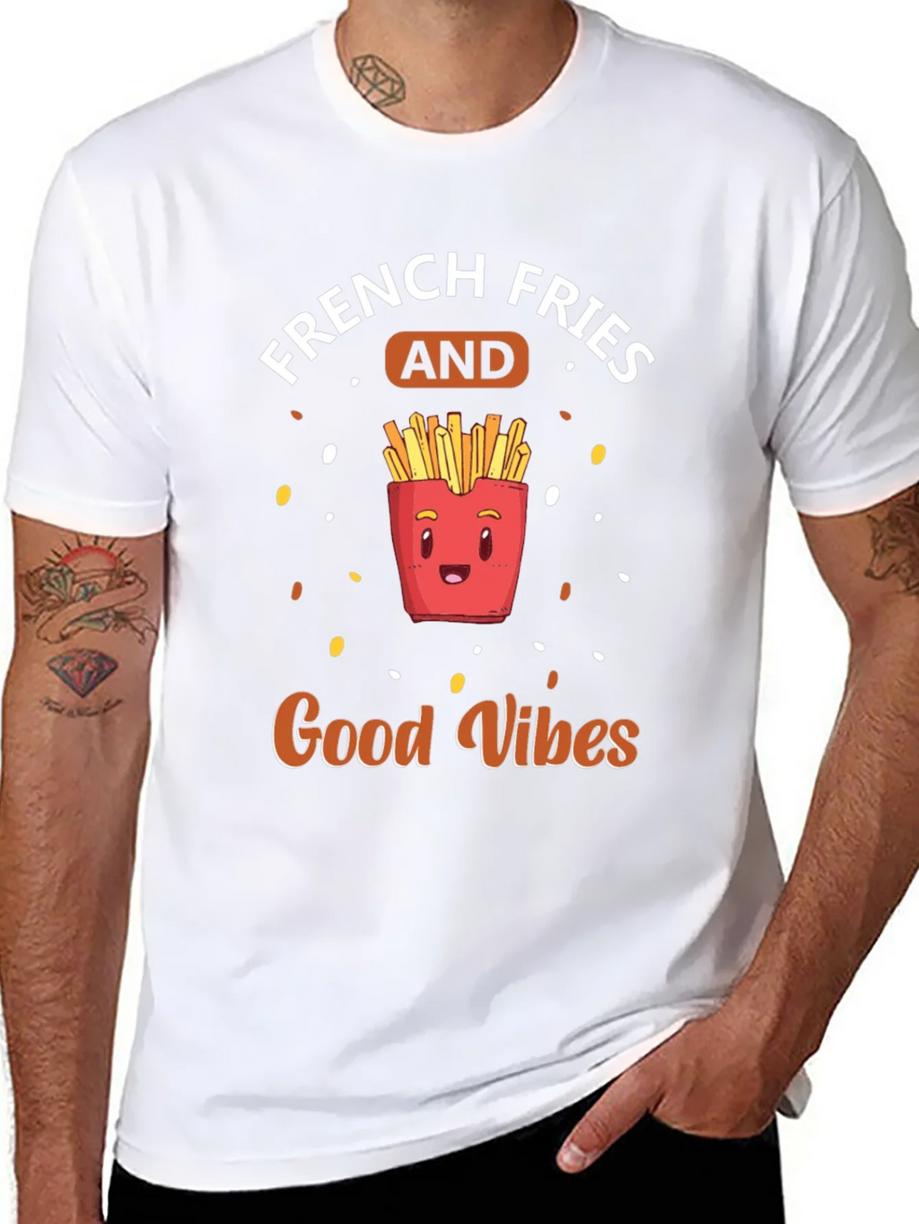 French Fries & Good Vibes Black T-Shirt