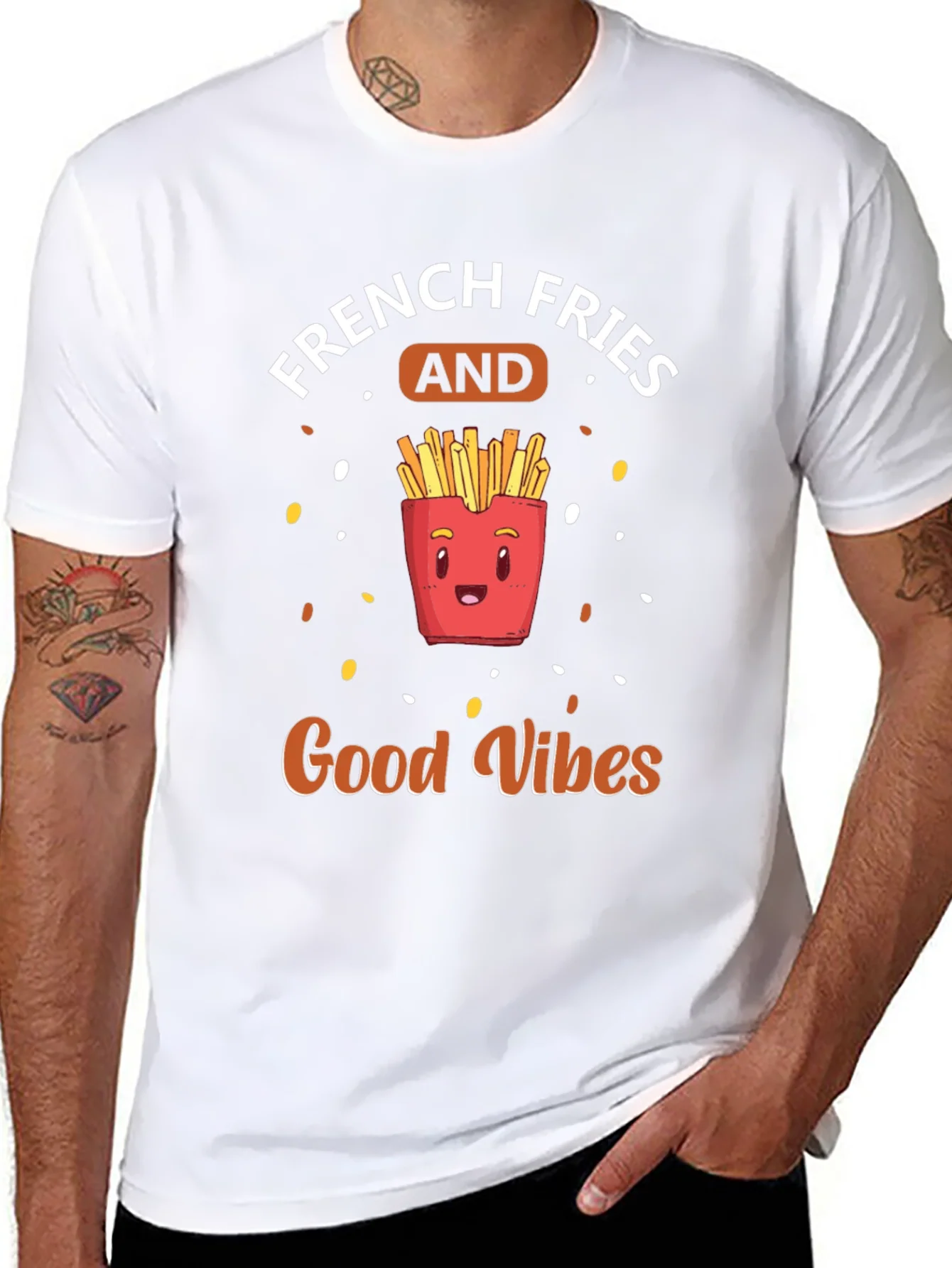 French Fries & Good Vibes Black T-Shirt