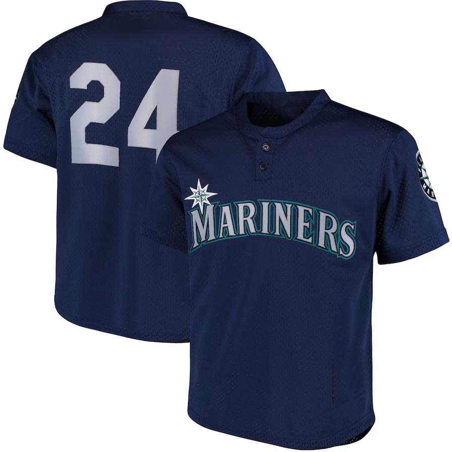 Seattle Mariners #24 Ken Griffey Jr.  Cooperstown Collection Mesh Batting Practice Jersey - Navy Baseball Jerseys