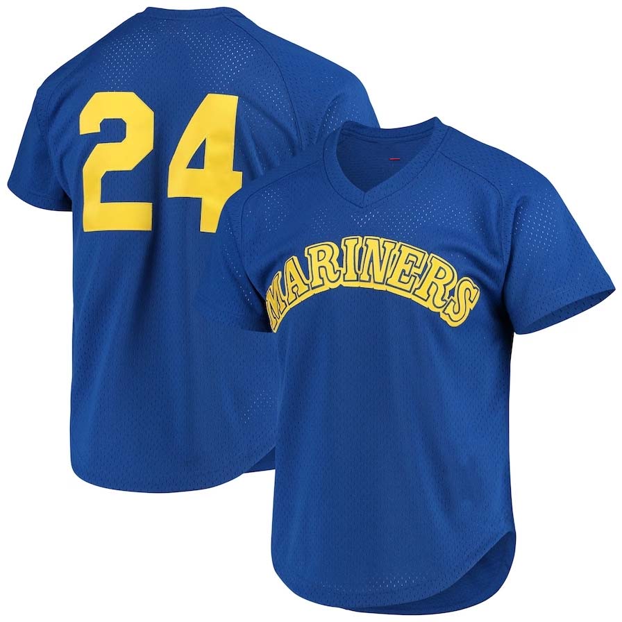 Seattle Mariners #24 Ken Griffey Jr.  Cooperstown Mesh Batting Practice Jersey - Royal Baseball Jerseys