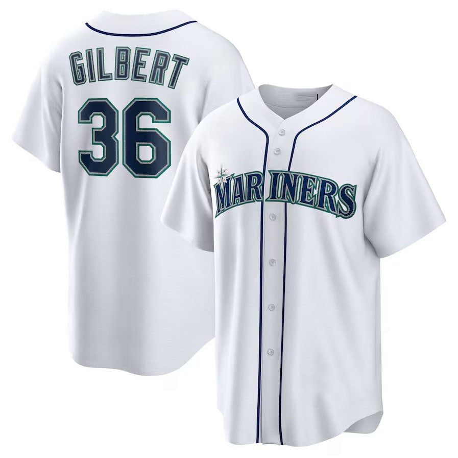 Seattle Mariners #36 Logan Gilbert Home Replica Jersey - White Stitched Baseball Jersey