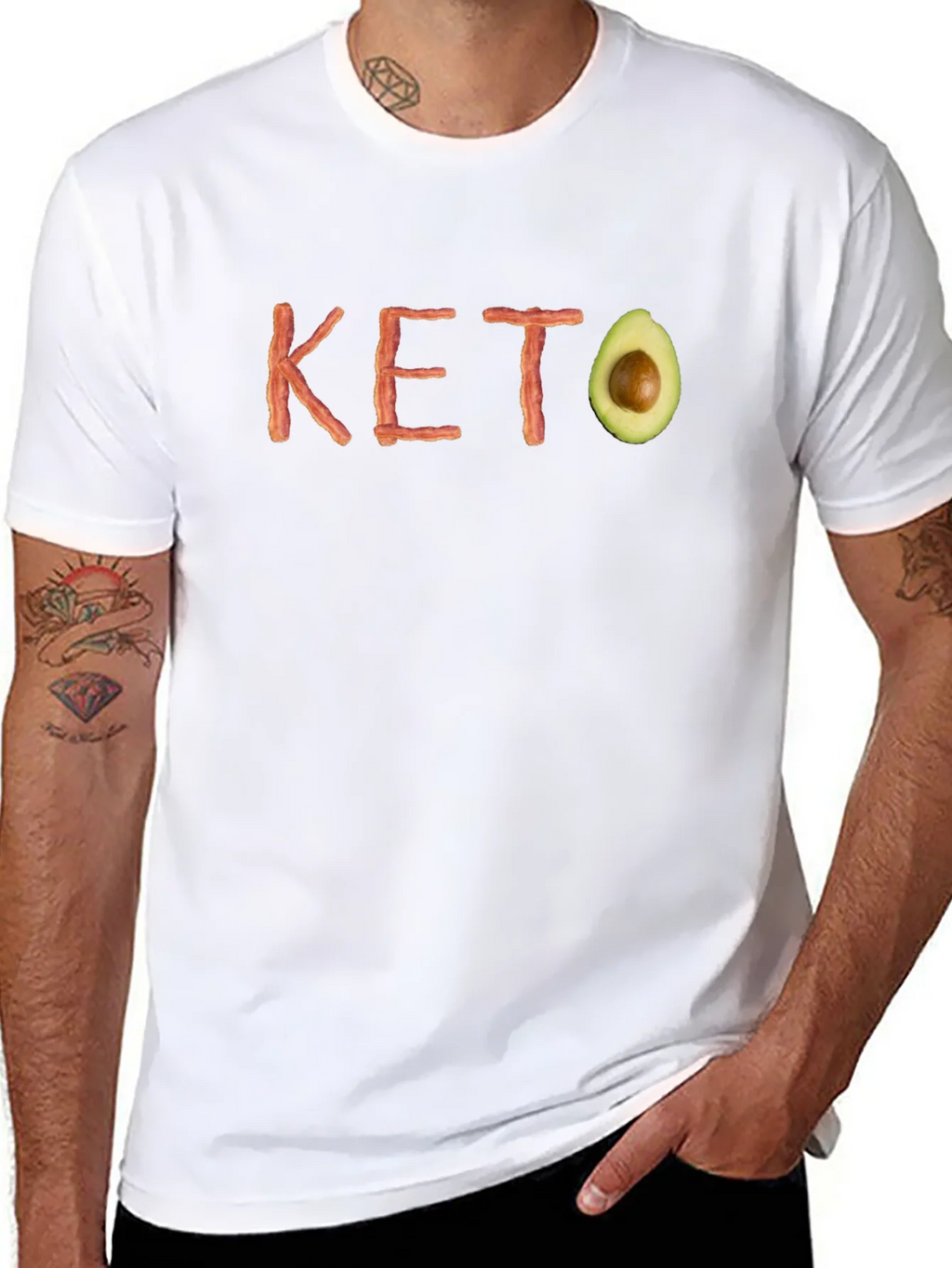 Keto Diet T-Shirt - Bacon and Avocado Design