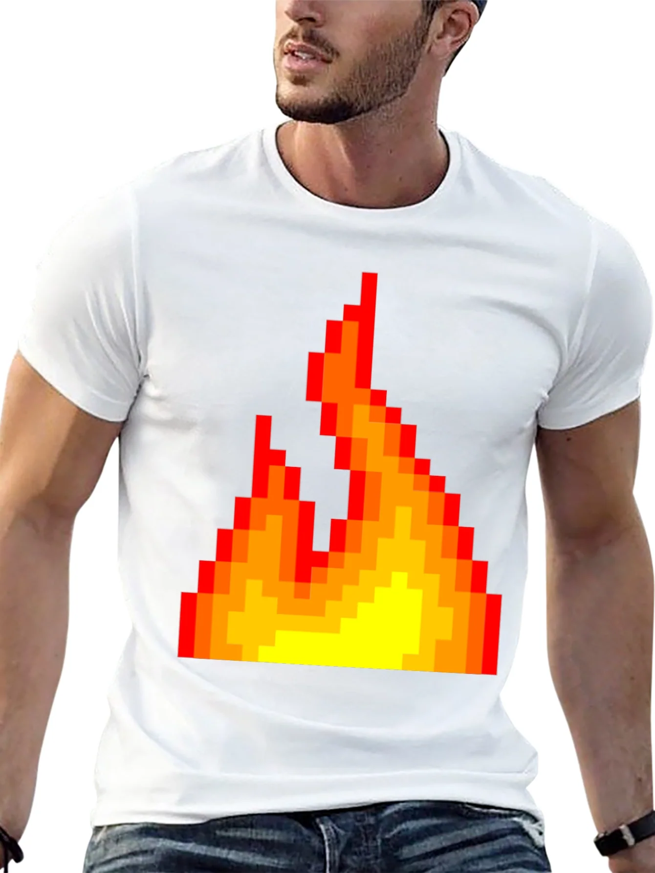 Pixel Fire Graphic Tee - Retro Gaming Style