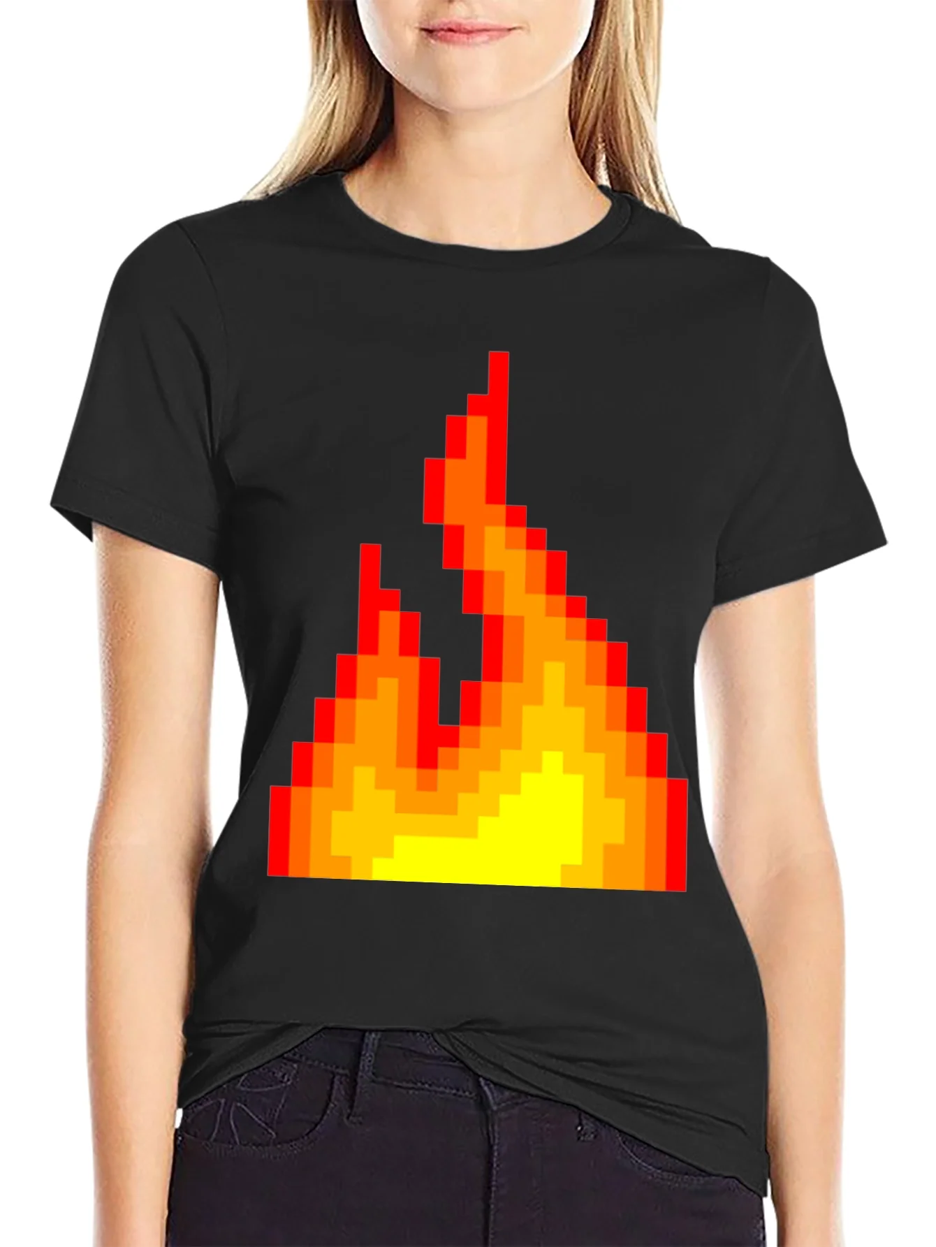 Pixel Fire Graphic Tee - Retro Gaming Style